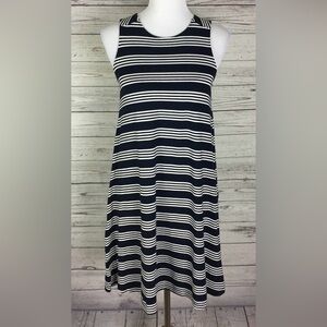 Ann Taylor LOFT Womens Blue White Striped Sleeveless Stretch Shift Dress